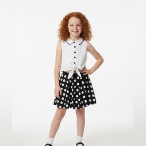 Kate Mack Sock Hop Retro 2pc Cropped Top & Polka Dot Skirt Set Girls NWT sz 8‎
